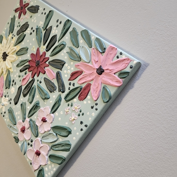 Textured hand made floral painting - Picture 7 of 10